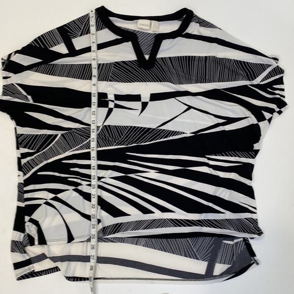 Chico’s Tropical Print Short Sleeve Blouse EUC Sz 16 Stretch Abstract Polyester - Picture 10 of 13